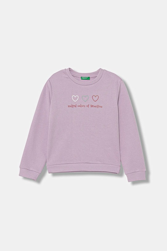 United Colors of Benetton bluza bawełniana nadruk fioletowy 3J70G10JR.P.seasonal