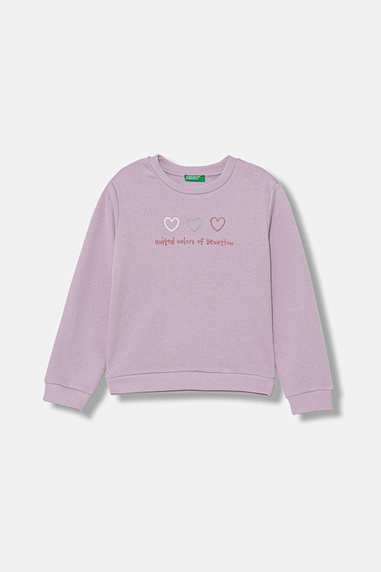 Bavlněná mikina United Colors of Benetton bez kapuce fialová 3J70G10JR.P.seasonal