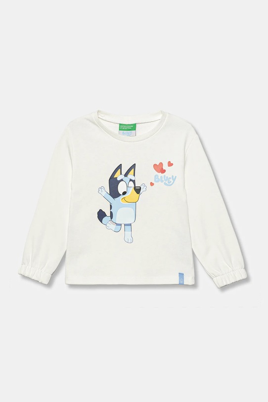 United Colors of Benetton hanorac de bumbac pentru copii print alb 3J70G10KG.P.seasonal