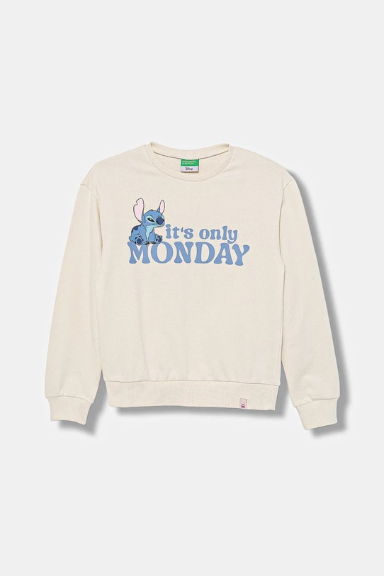 United Colors of Benetton bluza bawełniana dziecięca nadruk beżowy 3UNIC10Q6.G.seasonal