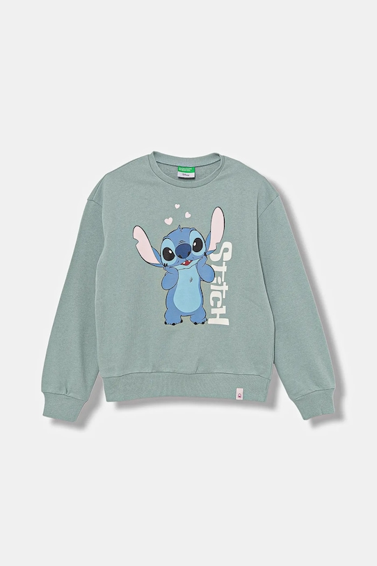 Detská bavlnená mikina United Colors of Benetton potlač tyrkysová 3UNIC10Q6.G.seasonal