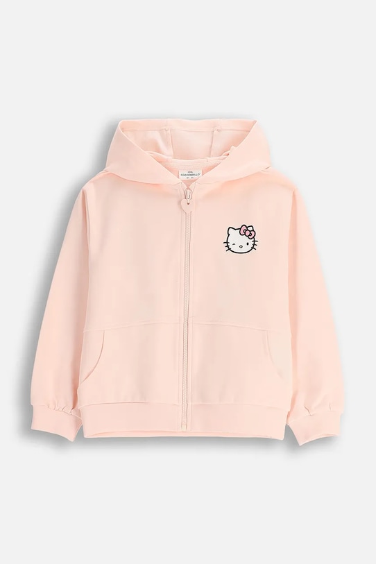 Coccodrillo bluza z bawełną dziecięca z kapturem różowy ZC5132401LGD