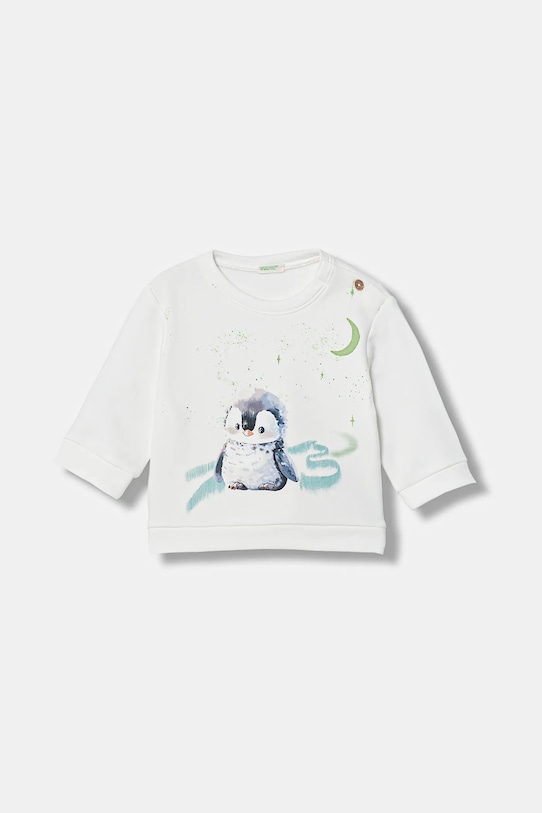 Kojenecká mikina United Colors of Benetton potisk bílá 39M2A106Q.W.Seasonal