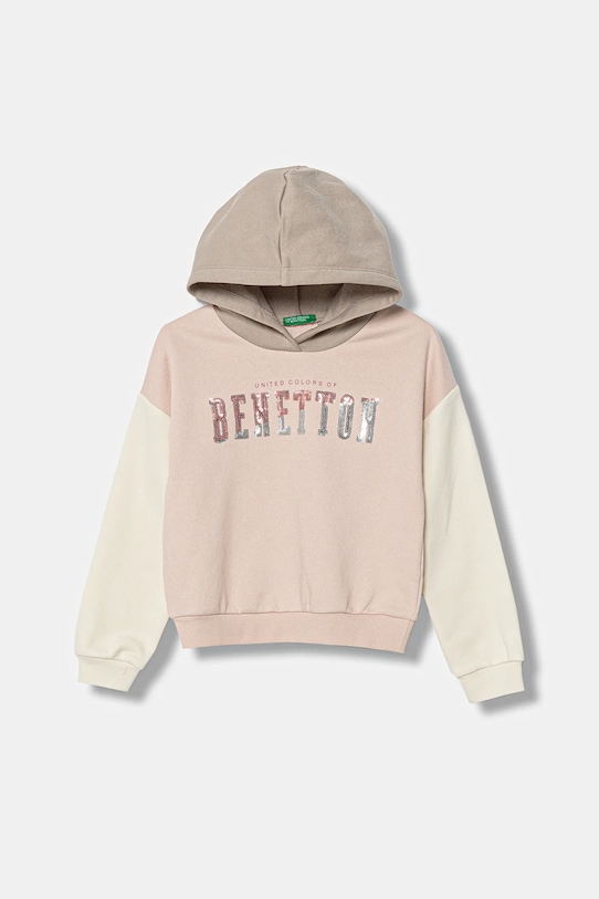 Παιδική μπλούζα United Colors of Benetton με κουκούλα ροζ 39M2C205E.G.Seasonal