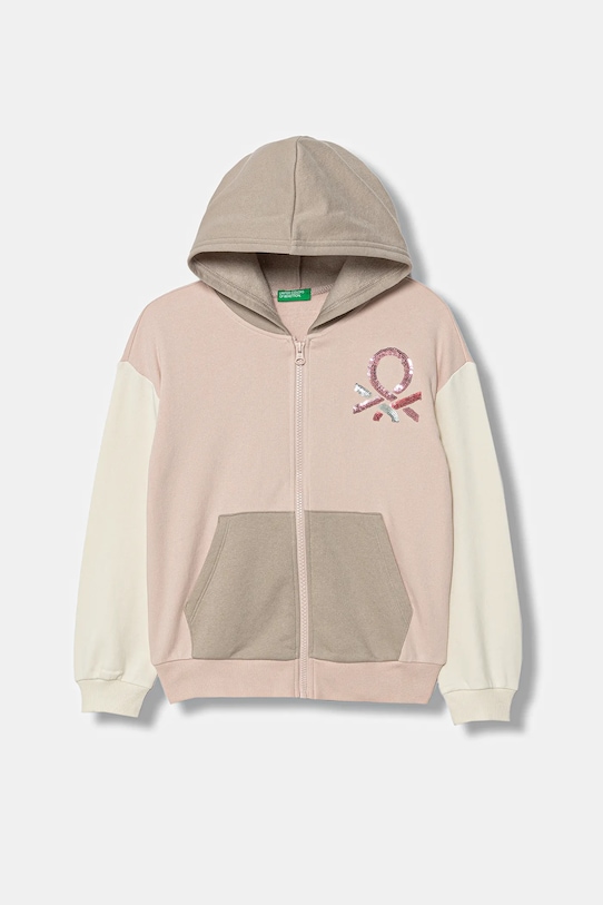 Dětská mikina United Colors of Benetton bez kapuce růžová 39M2C505O.G.Seasonal