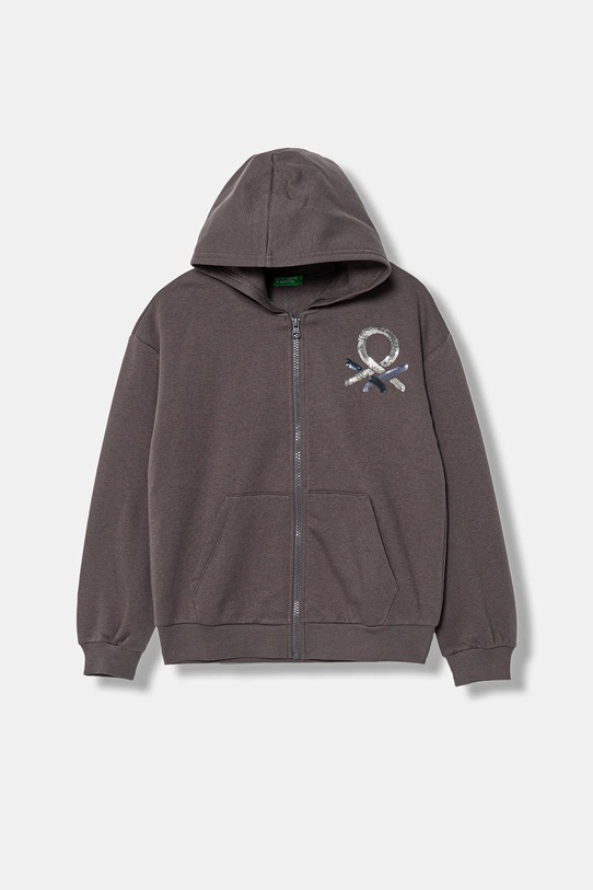 Detská mikina United Colors of Benetton bez kapucne hnedá 39M2C505O.G.Seasonal