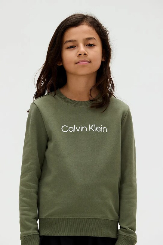 Calvin Klein Jeans bluza bawełniana dziecięca bawełna zielony IU0IU00680.9BYA