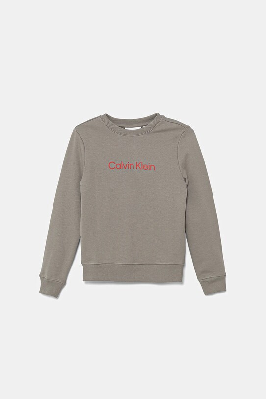 Дитяча бавовняна кофта Calvin Klein Jeans гладкий сірий IU0IU00680.9BYA