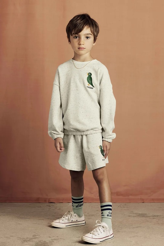 Παιδική βαμβακερή μπλούζα Mini Rodini Bird χωρίς κουκούλα μπεζ 2562011611