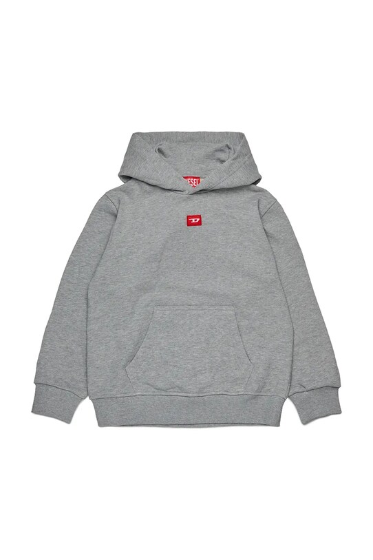 Diesel bluza bawełniana dziecięca SXGINHOOD OVER SWEAT-SHIRT z kapturem szary J02502
