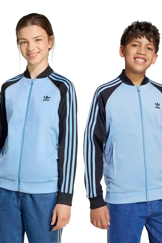 adidas Originals bluză copii cu modele albastru JV8564
