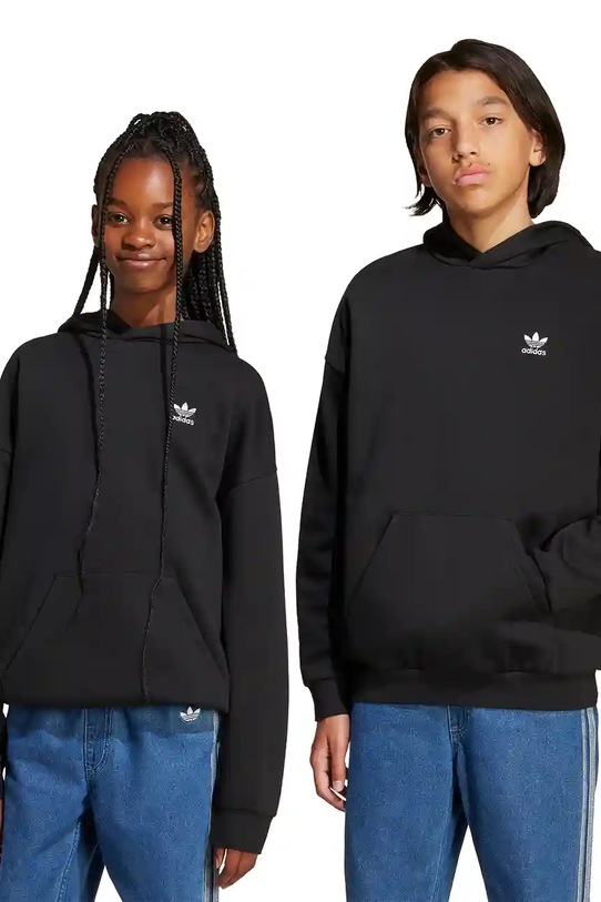 Detská mikina adidas Originals s kapucňou čierna JX2796