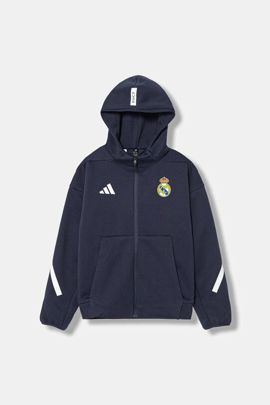 Detská mikina adidas Performance REAL MADRID s kapucňou tmavomodrá KC3737