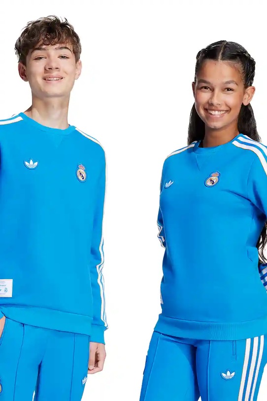 adidas Performance hanorac de bumbac REAL MADRID imprimeu albastru JY1084