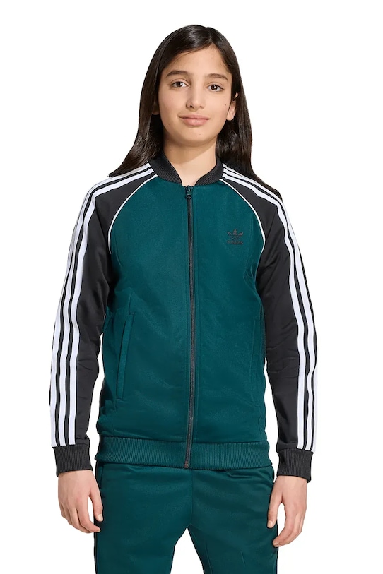 Detská mikina adidas Originals s kapucňou zelená JV8565