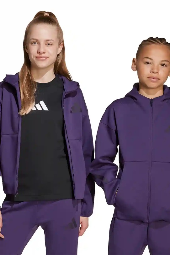 adidas bluza dziecięca z kapturem fioletowy JW2426
