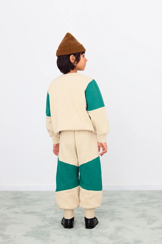 Tinycottons gyerek melegítőfelső pamutból TINY COLOR BLOCK SWEATSHIRT bézs AW25.274