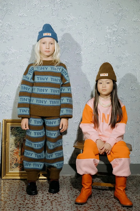 Tinycottons bluza bawełniana dziecięca TINY COLOR BLOCK SWEATSHIRT AW25.274 różowy