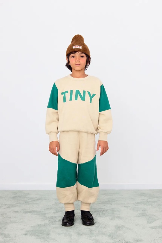 Tinycottons bluza bawełniana dziecięca TINY COLOR BLOCK SWEATSHIRT bez kaptura brązowy AW25.274
