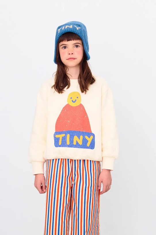 Chłopiec Tinycottons bluza bawełniana dziecięca BEANIE GRAPHIC SWEATSHIRT AW25.291 beżowy