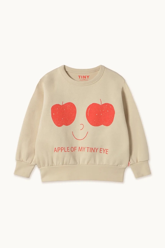 Детски памучен суичър Tinycottons APPLES EYES GRAPHIC SWEATSHIRT AW25.296 бежов AW25
