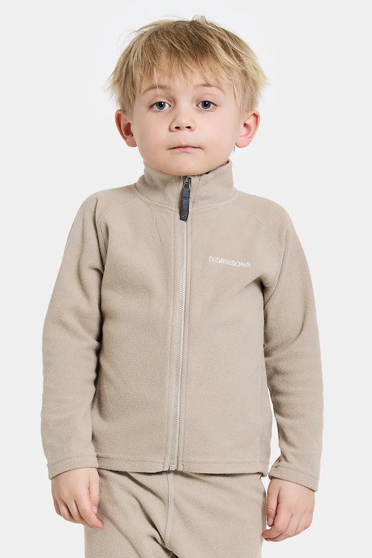 Mikina Didriksons MONTE KIDS FZ 10 bez kapucne béžová 505026.9BYA
