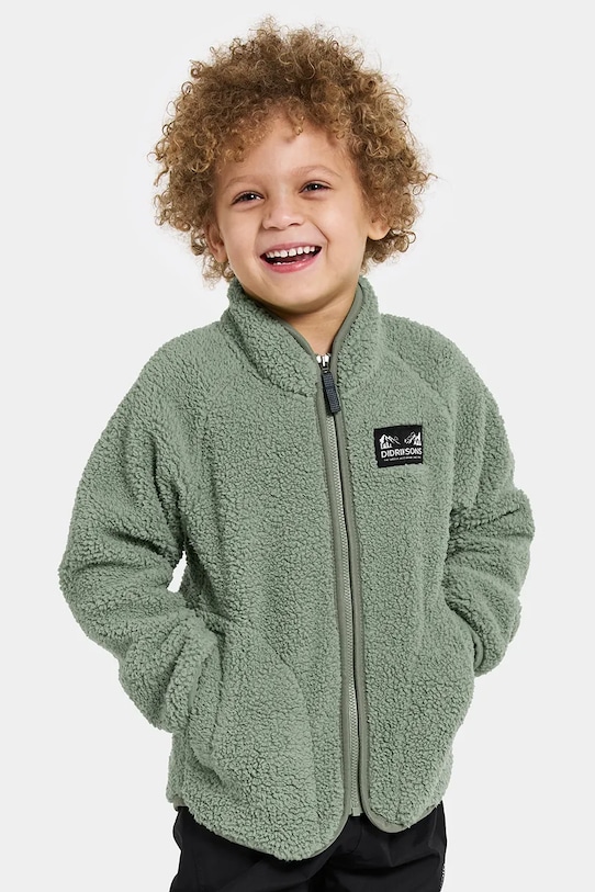 Didriksons bluza polarowa GIBBS KIDS FULLZIP 2 bez kaptura zielony 505577.9BYA
