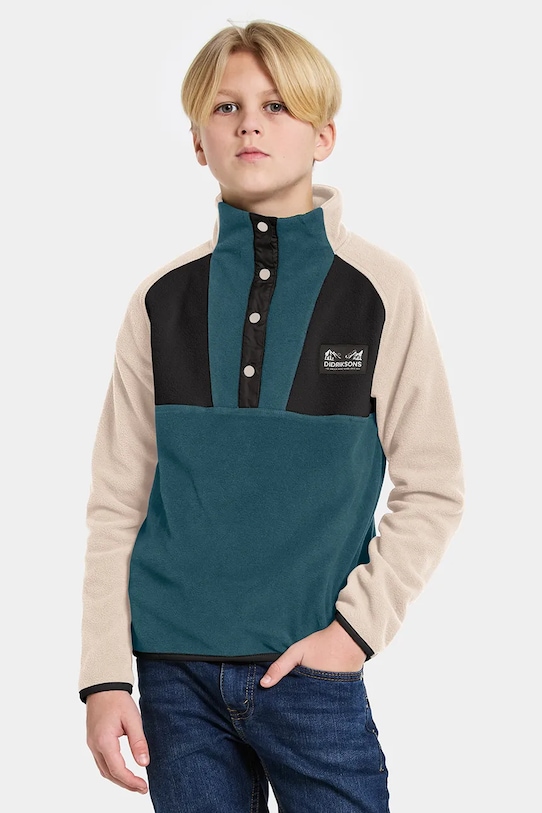 Didriksons bluza dziecięca YOKTO K 1/2 BTN 2 bez kaptura turkusowy 505780.9BYA