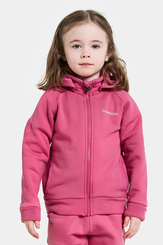 Didriksons bluza SILJAN KIDS FZ z kapturem różowy 505900.9BYA
