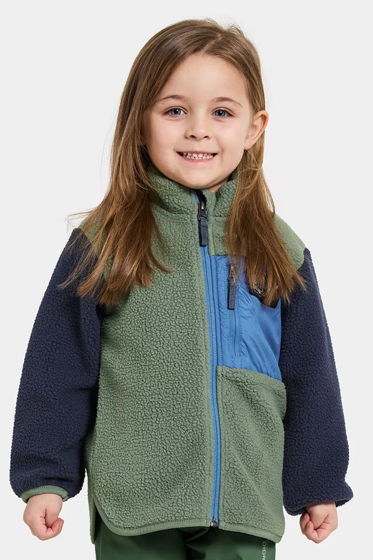 Μπλούζα Didriksons ANTEN KIDS FULLZIP με κουκούλα πράσινο 505906.9BYA