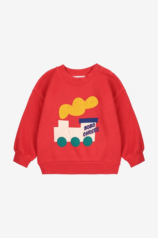 Bavlnená mikina pre bábätká Bobo Choses Choo Choo 225AB046 červená AW25