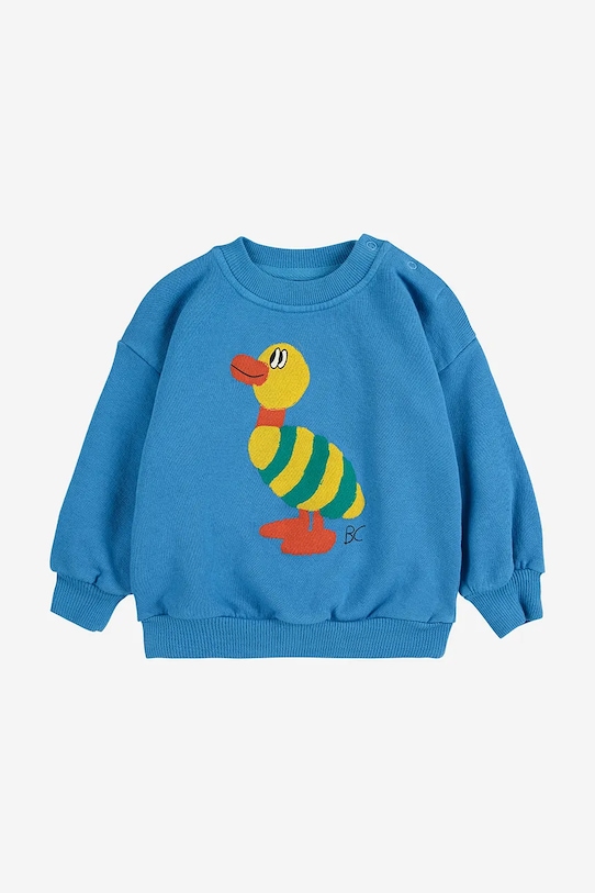 Bobo Choses csecsemő melegítőfelső pamutból Striped Duck pamut kék 225AB047