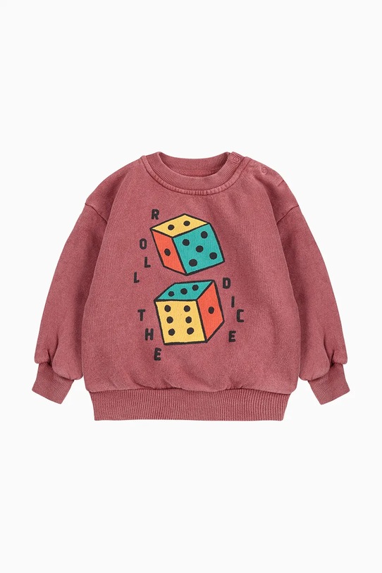 Бебешки памучен суичър Bobo Choses Roll The Dice 225AB048 розов AW25