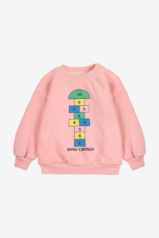 Бебешки памучен суичър Bobo Choses Hopscotch 225AB118 розов AW25
