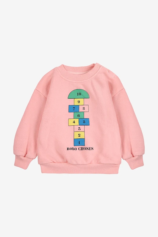 Bobo Choses csecsemő melegítőfelső pamutból Hopscotch 225AB118 rózsaszín AW25