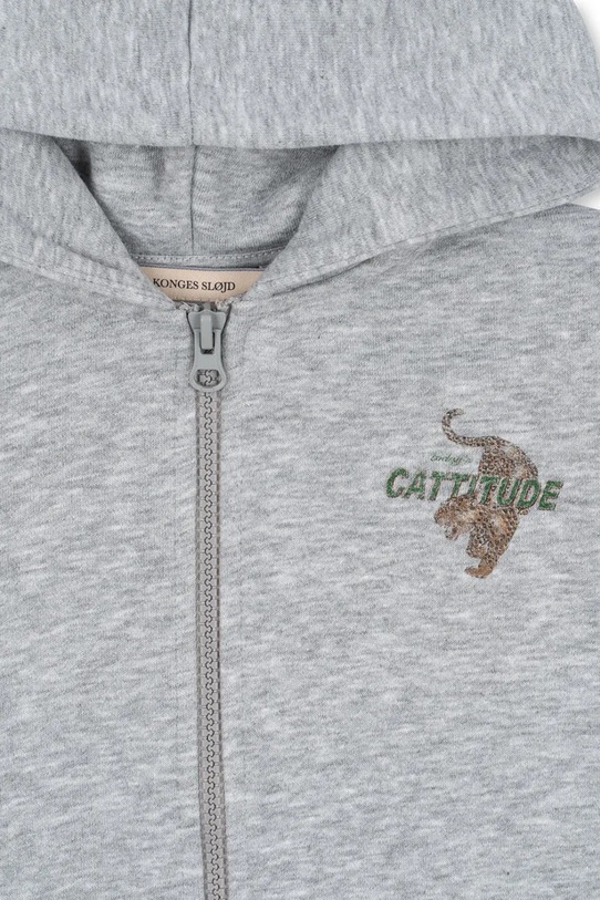 Dětská mikina s bavlnou Konges Sløjd LOU SWEAT ZIP HOOD OCS KS103865.9BYA šedá