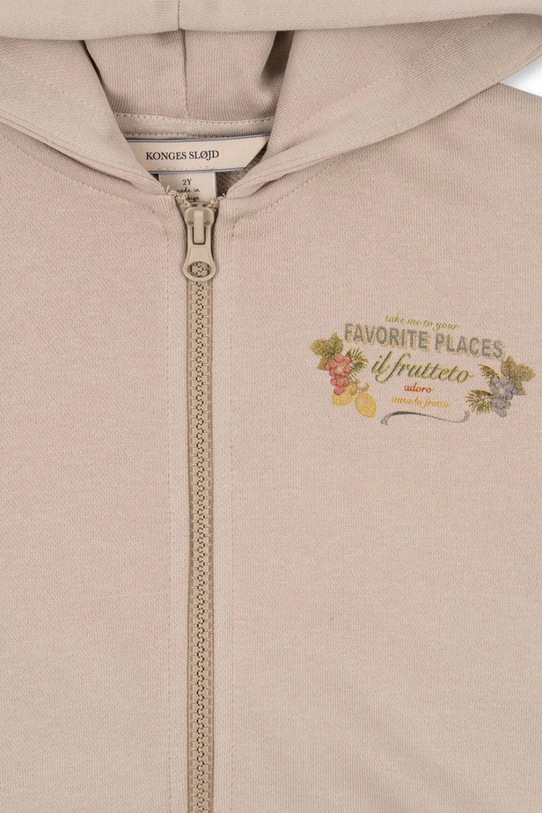 Konges Sløjd bluza dziecięca z bawełną LOU SWEAT ZIP HOOD OCS beżowy KS103865.9BYA