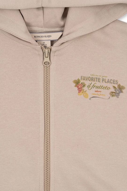 Детски памучен суитчър Konges Sløjd LOU SWEAT ZIP HOOD OCS бежов KS103865.9BYA