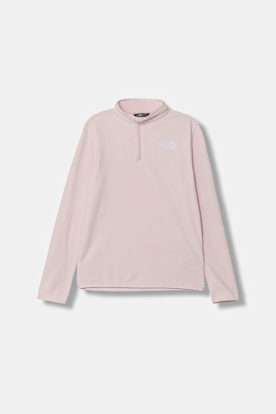 Βρεφική μπλούζα fleece The North Face TEEN GLACIER 1/4 ZIP PULLOVER απλικέ ροζ NF0A8CVGBP61