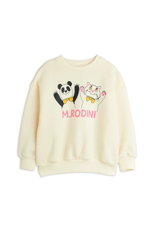 Mini Rodini bluza bawełniana dziecięca Panda & cat nadruk beżowy 25720136