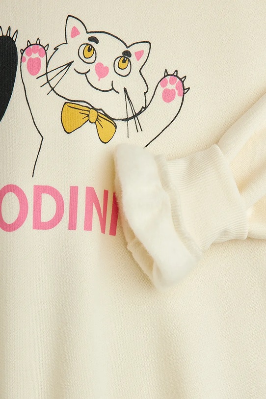 Mini Rodini bluza bawełniana dziecięca Panda & cat beżowy 25720136