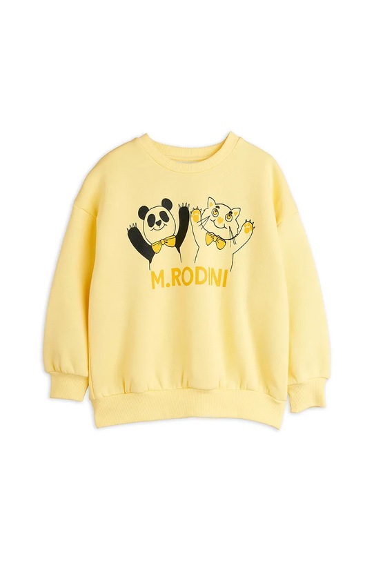 Mini Rodini bluza bawełniana dziecięca Panda & cat 25720136 żółty AW25