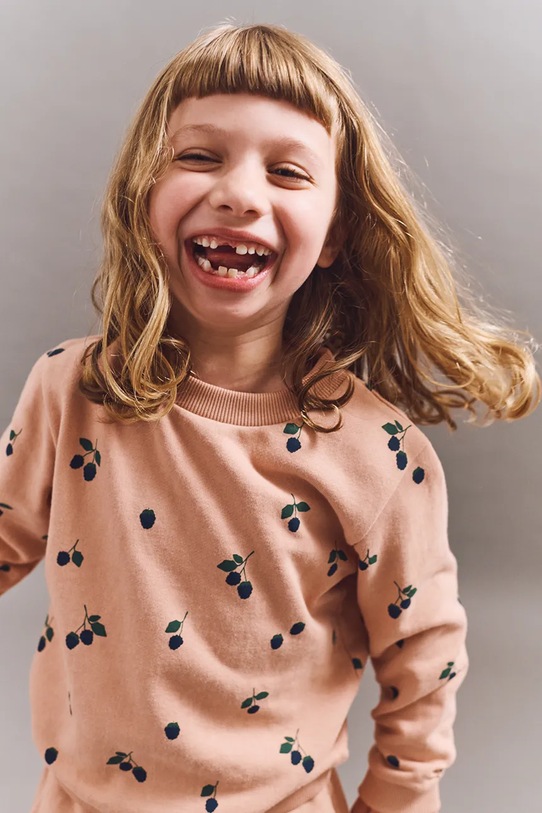 Liewood bluza bawełniana dziecięca Thora Printed Sweatshirt LW20357.9BYA pomarańczowy