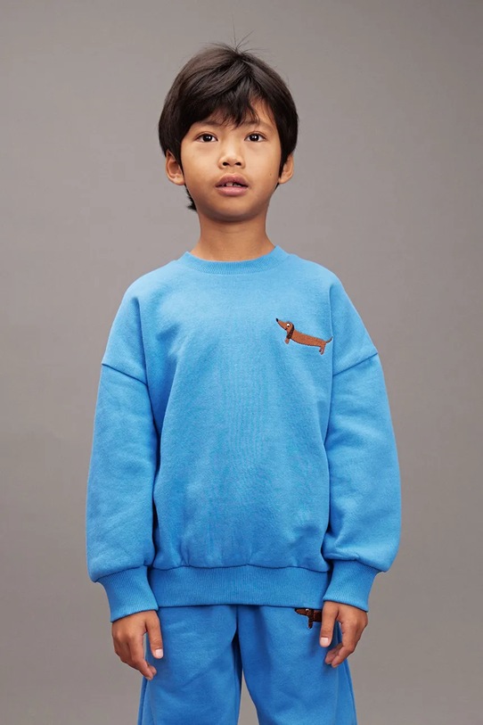 Mini Rodini bluza bawełniana dziecięca Dog aplikacja niebieski 11000311