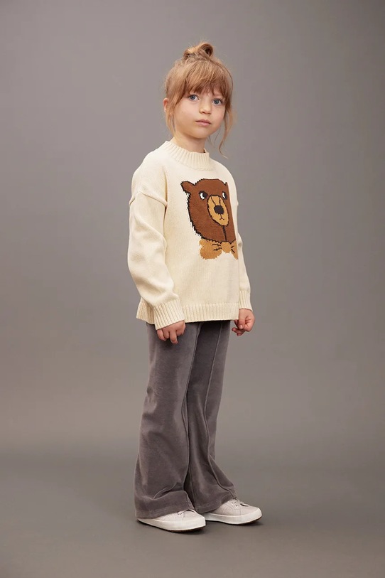 Mini Rodini bluza bawełniana dziecięca Bear 25720121 beżowy
