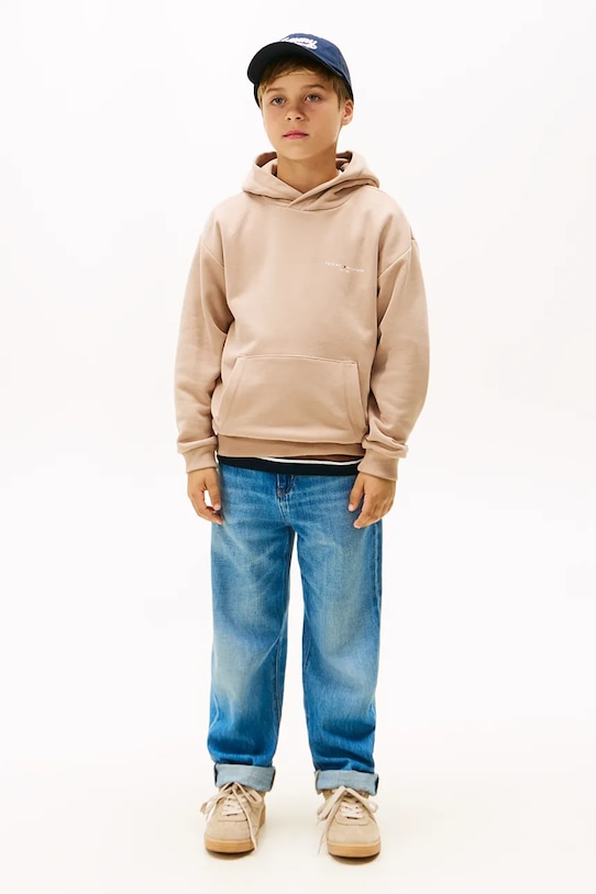 Детски суичър Tommy Hilfiger кафяв KS0KS00660.128.176.9BYA