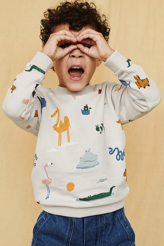 Дитяча бавовняна кофта Liewood Thora Printed Sweatshirt LW20671.9BYA бежевий