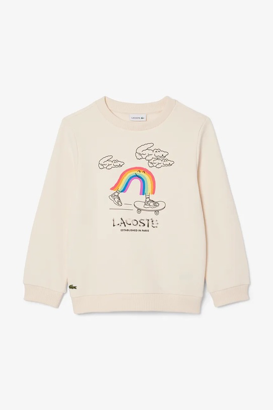 Lacoste bluza bawełniana dziecięca nadruk beżowy SJ8452