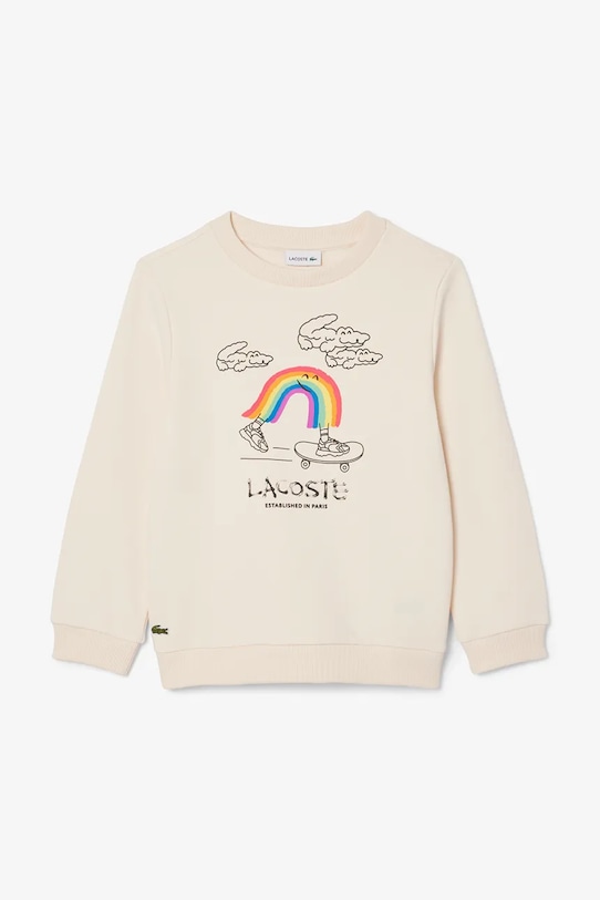 Lacoste bluza bawełniana dziecięca nadruk beżowy SJ8452