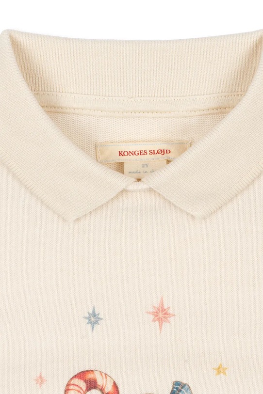 Konges Sløjd bluza bawełniana dziecięca SPOTTY LS POLO GOTS beżowy KS104433.9BYA